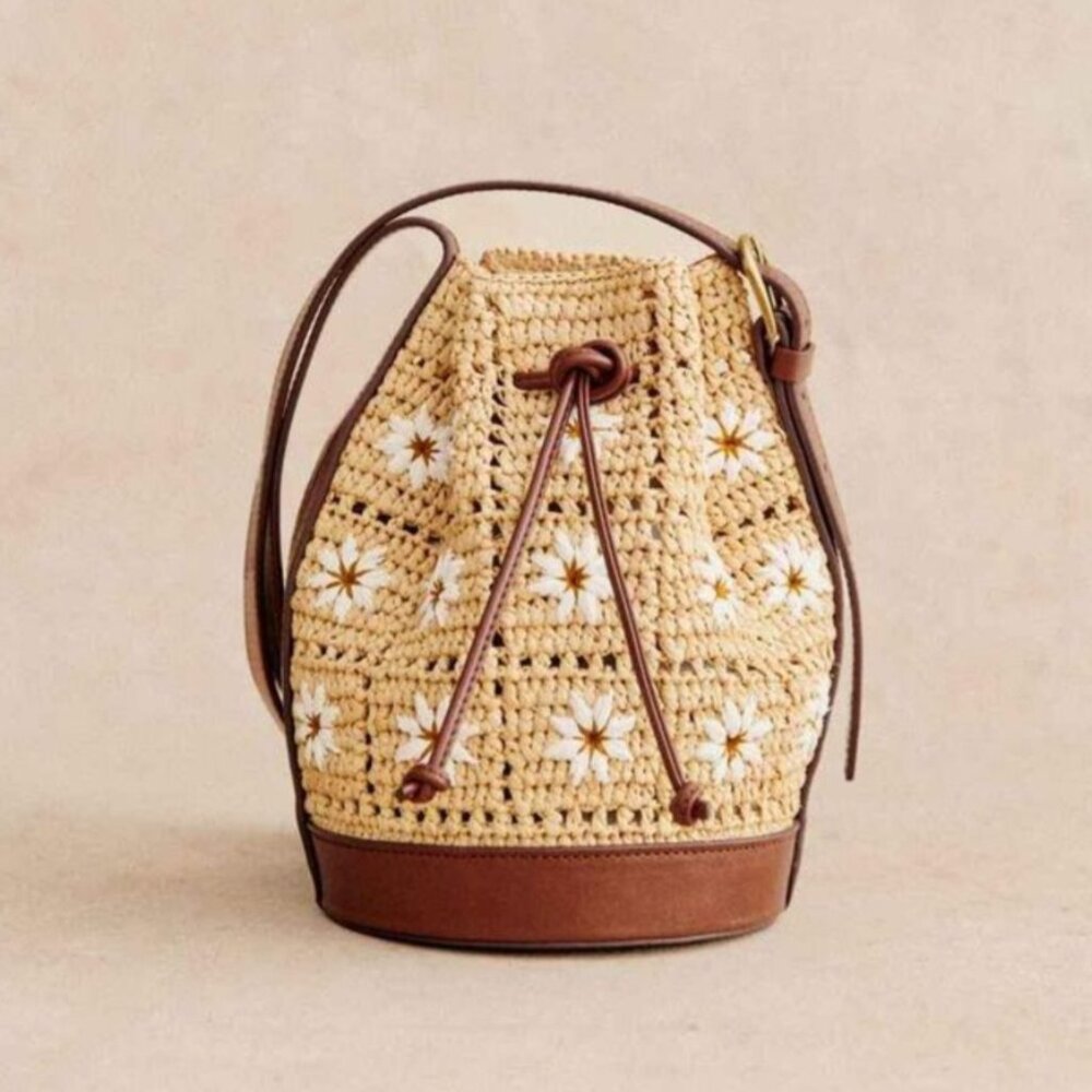 Mini farrow Raffia bucket bag